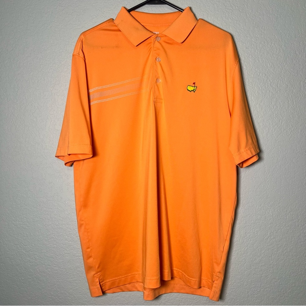 Masters Tech Men’s Performance Golf Polo Size M Orange White and Blue